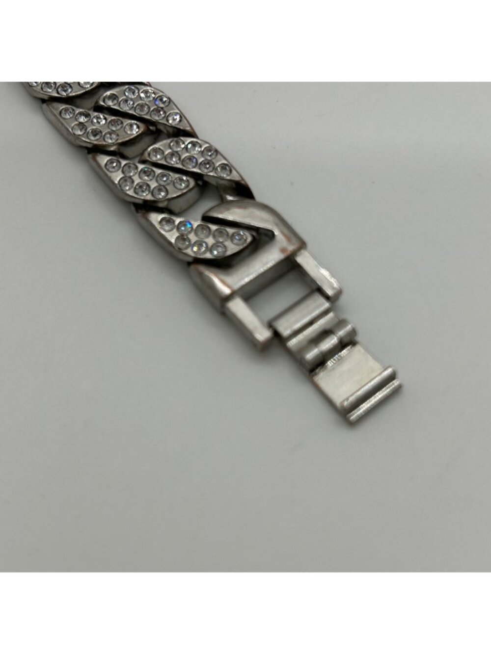 Iced Out Miami Cuban Link Bracelet Mens Hip Hop Bling Silver Tone Pave 7.5 inch - Picture 4 of 10